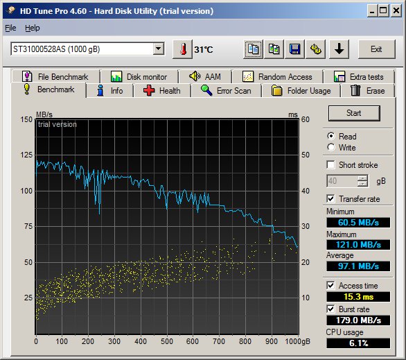 Seagate ST31000528AS Barracuda HDD Tune