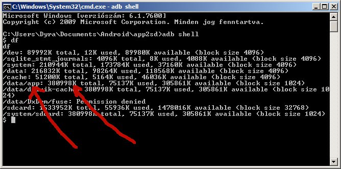 adb shell check df adb shell check df