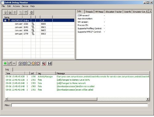 android sdk Dalvik Debug Monitor frisstés végén
