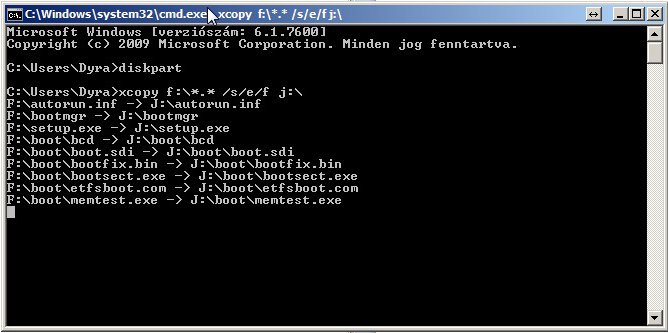 cdm xcopy windows install