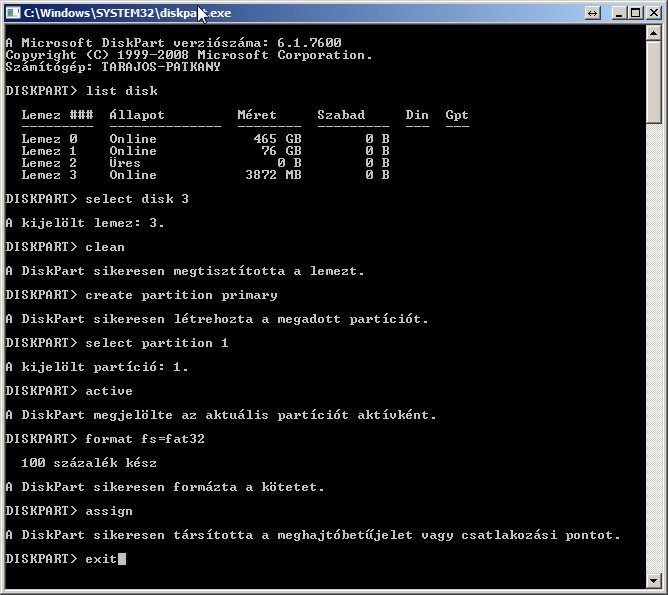 diskpart commands