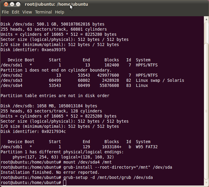 Grub2 install