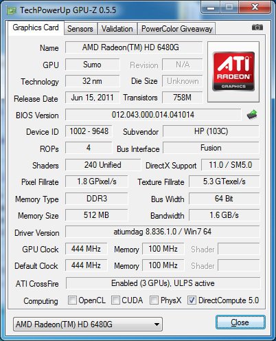 HP Compaq ProBook 4535s LG852EA GPU-Z