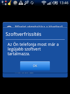 frissítés kész